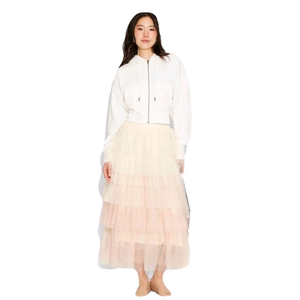 Wicked X Paul Tazewell Glinda Layered Tulle blush Maxi Skirt Large NWT